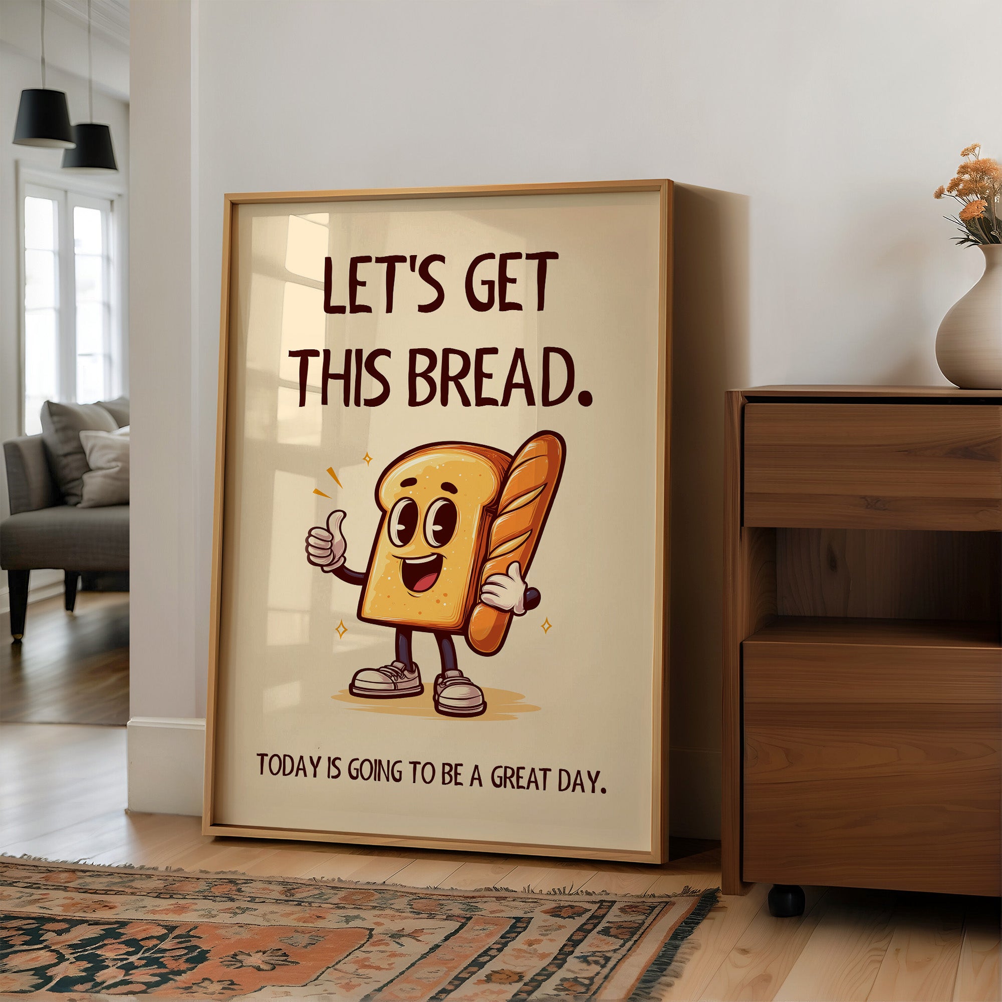 Lets Get This Bread Funny Food Quote Print