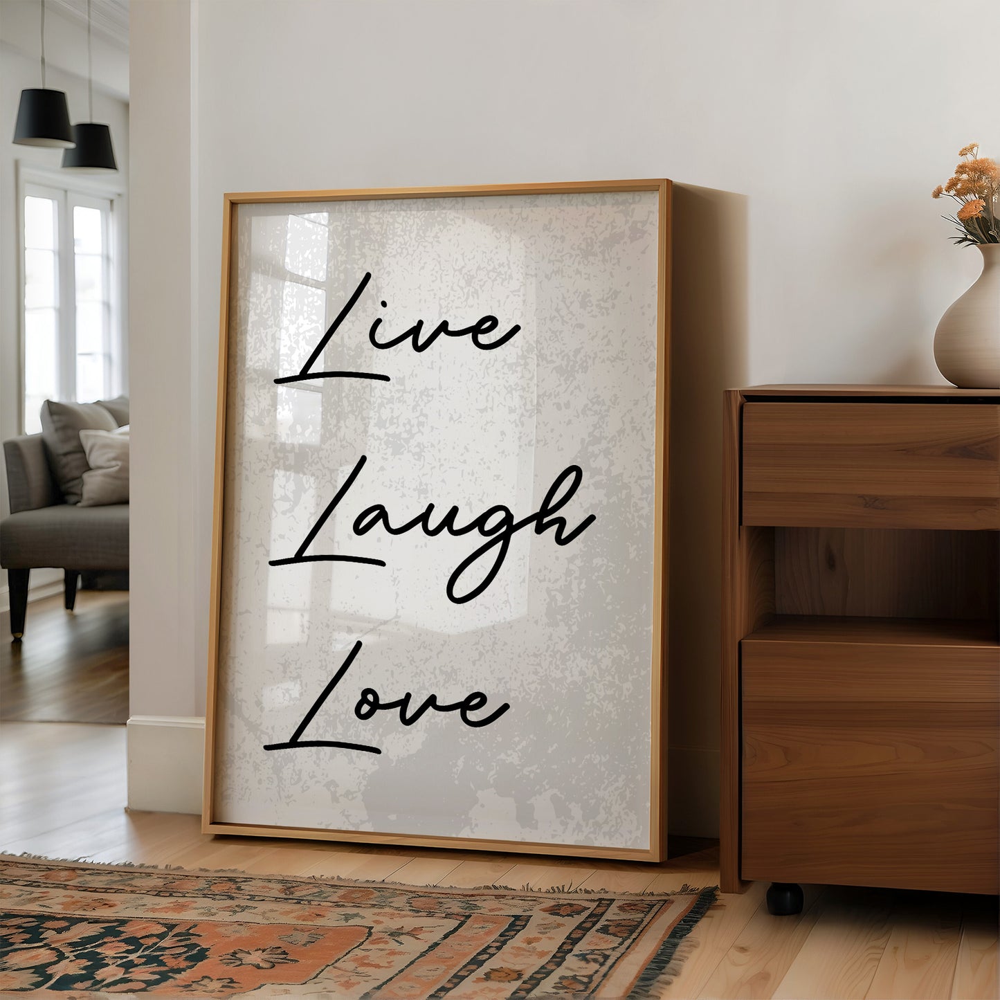 Live Laugh Love Minimalist Script Quote Print