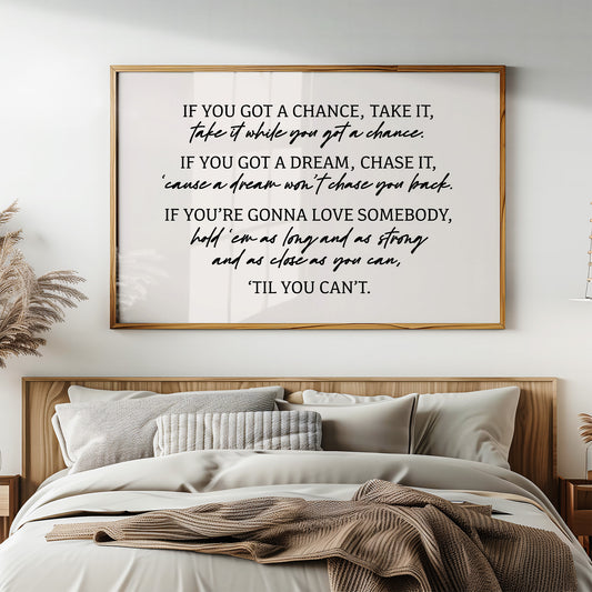 Til You Can't Lyric Canvas Art