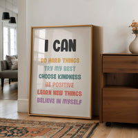 I Can Affirmations Kids Motivation Poster