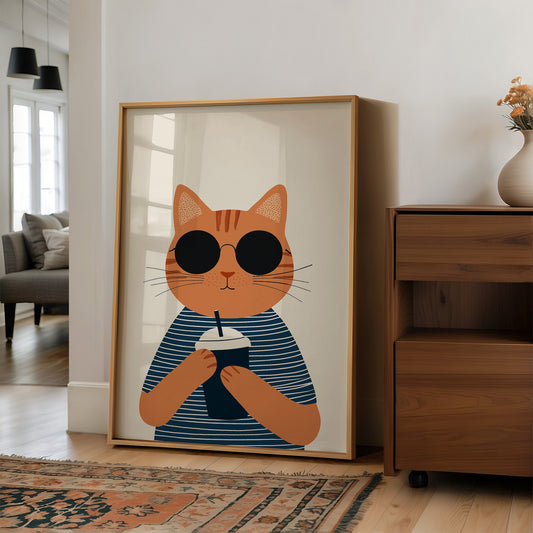 Cool Cat With Coffee