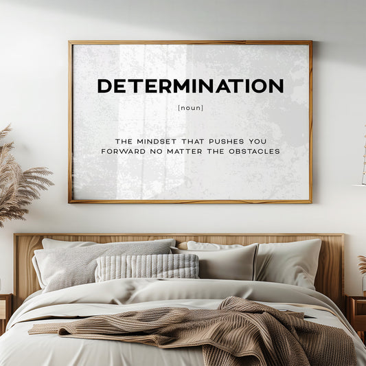Determination Definition Canvas Art | Bold Motivational Typography Print for Home Office, Gym or Entrepreneur Décor