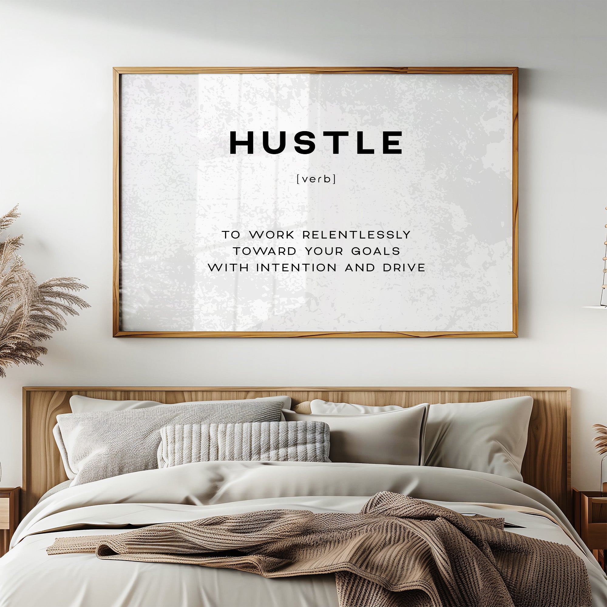 Hustle Definition Canvas Art | Bold Motivational Typography Print for Home Office, Gym or Entrepreneur Décor
