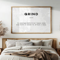 Grind Definition Canvas Art | Bold Motivational Typography Print for Home Office, Gym or Entrepreneur Décor