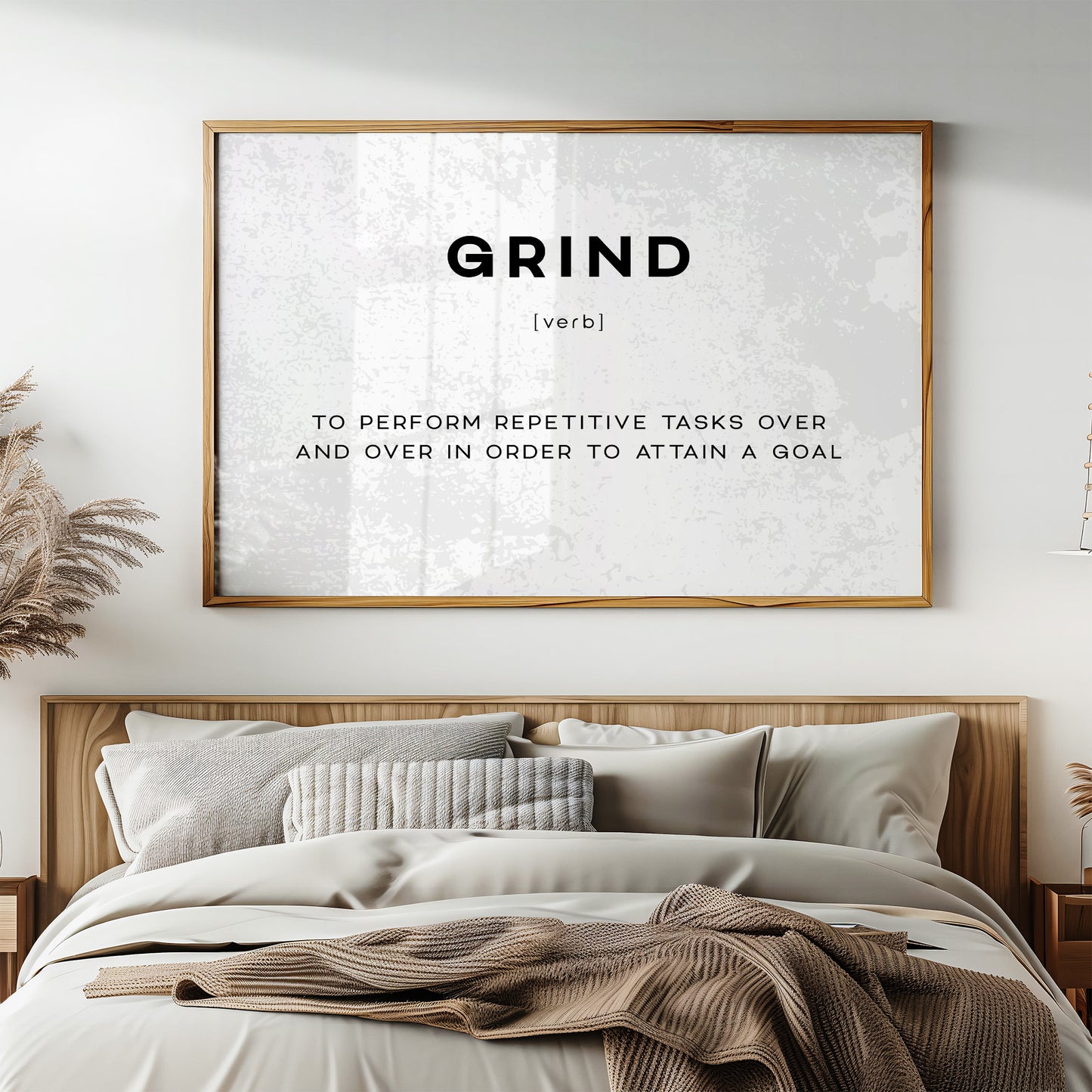Grind Definition Canvas Art | Bold Motivational Typography Print for Home Office, Gym or Entrepreneur Décor