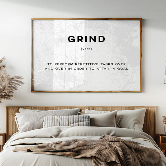 Grind Definition Canvas Art | Bold Motivational Typography Print for Home Office, Gym or Entrepreneur Décor