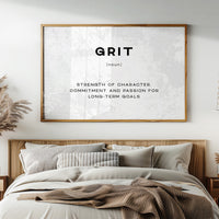 Grit Definition Canvas Art | Bold Motivational Typography Print for Home Office, Gym or Entrepreneur Décor
