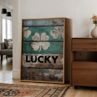 Painted Lucky on Old Wood