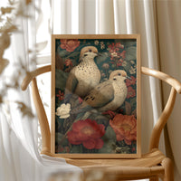 Two Doves Among the Roses
