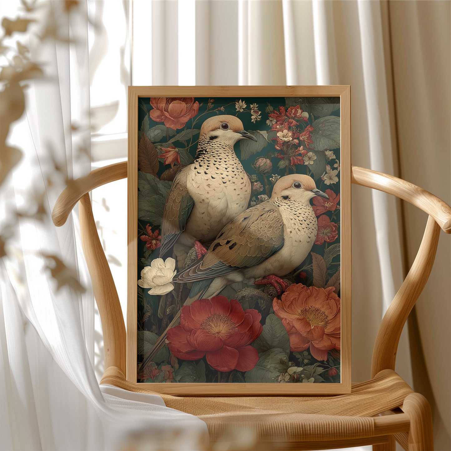 Two Doves Among the Roses
