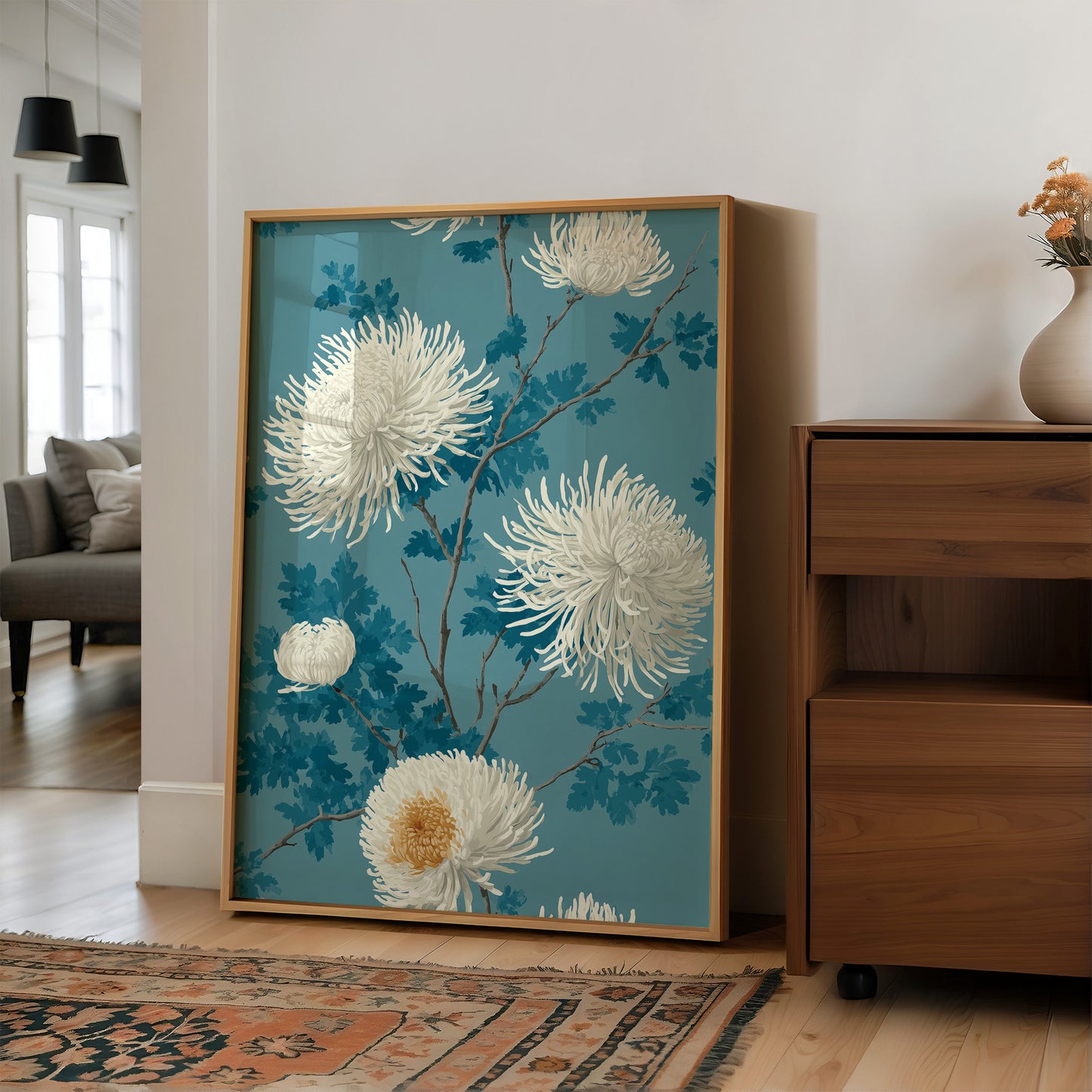 White Chrysanthemums on Still Water