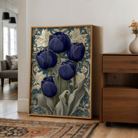 Midnight Tulips Against the Plasterwork