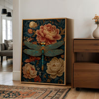The Dragonfly Rests Among Peonies