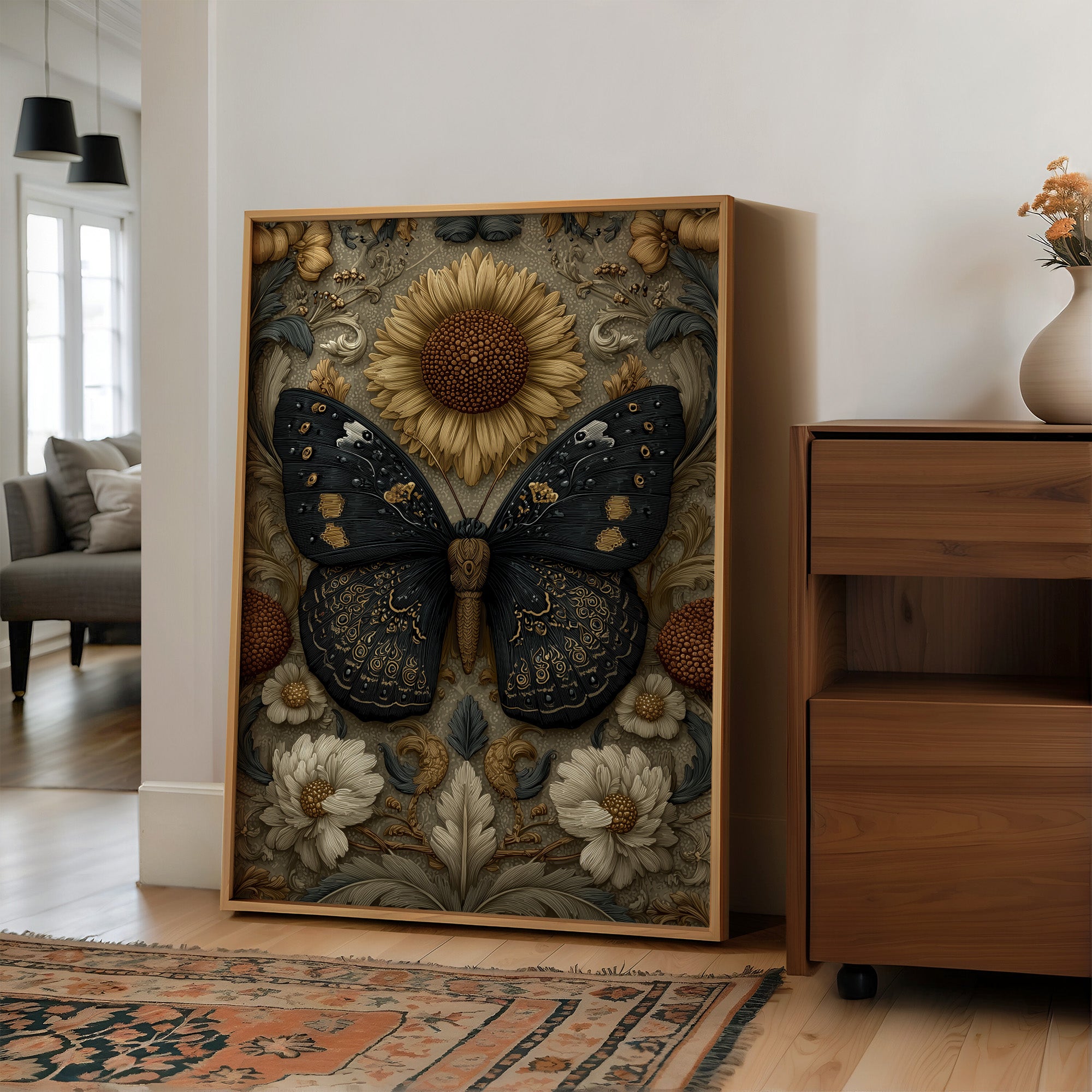 Dark Wings on a Golden Garden