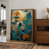 Gold Blooms Against a Gilded Moon