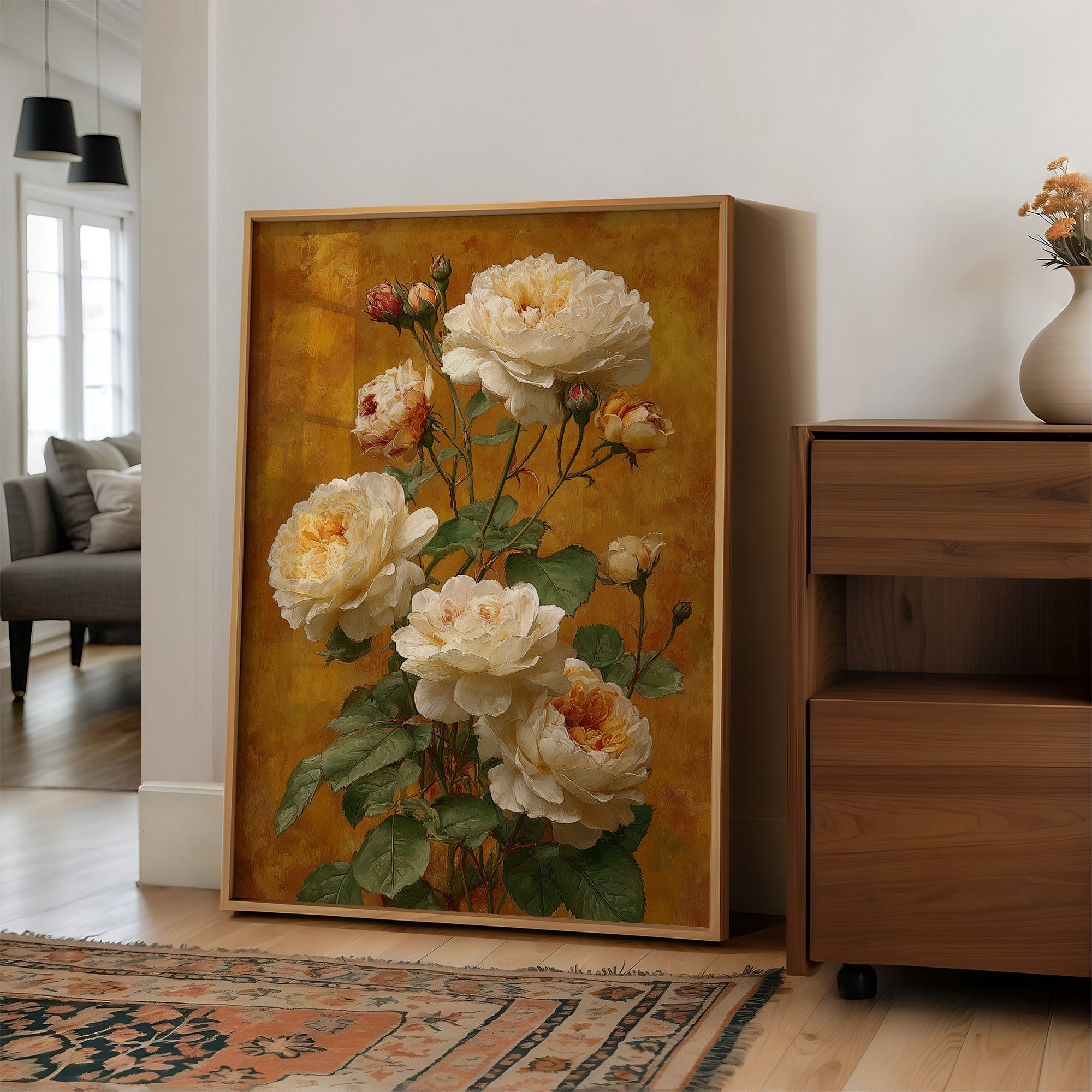 Cream Roses on a Golden Afternoon
