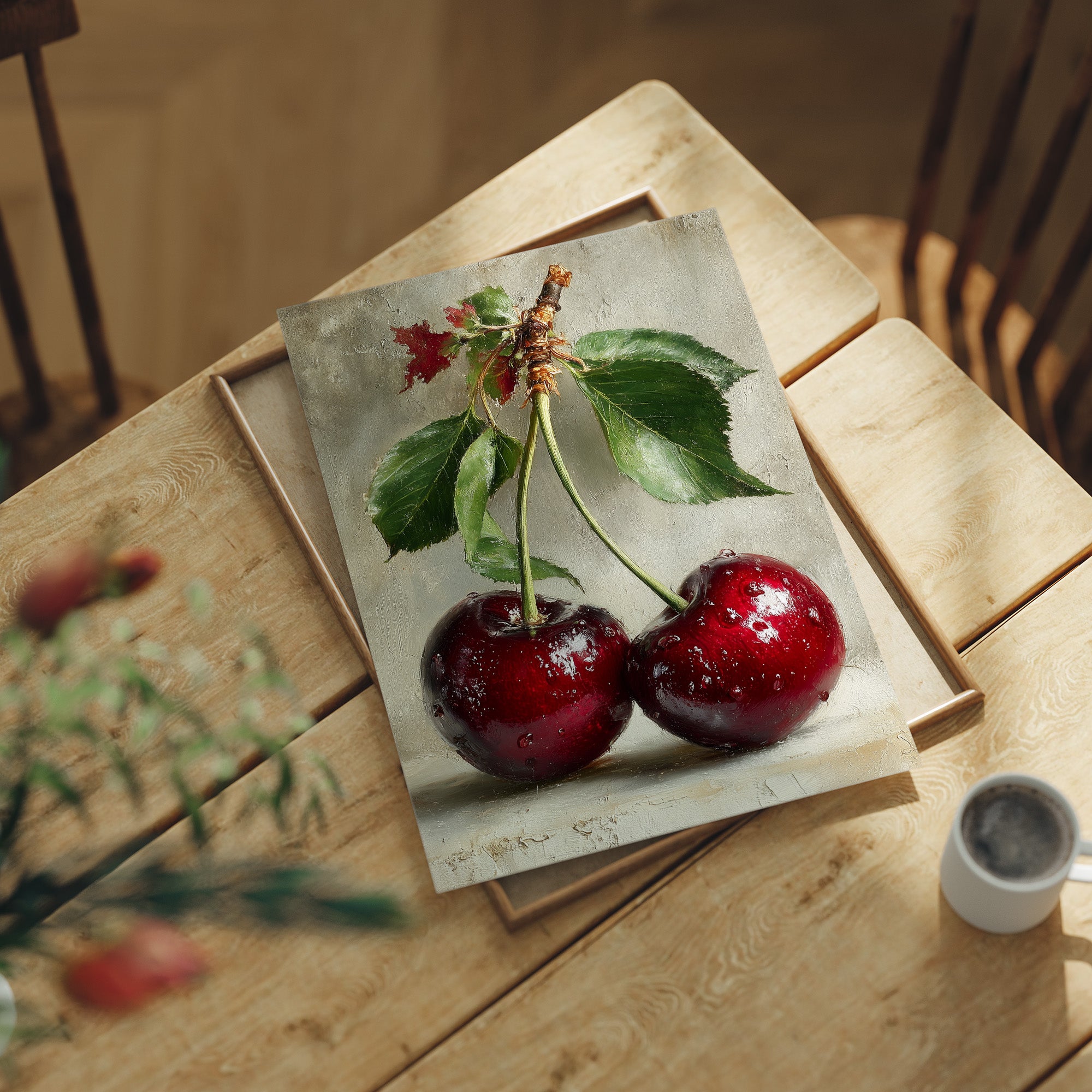 Two Cherries, Still on the Stem