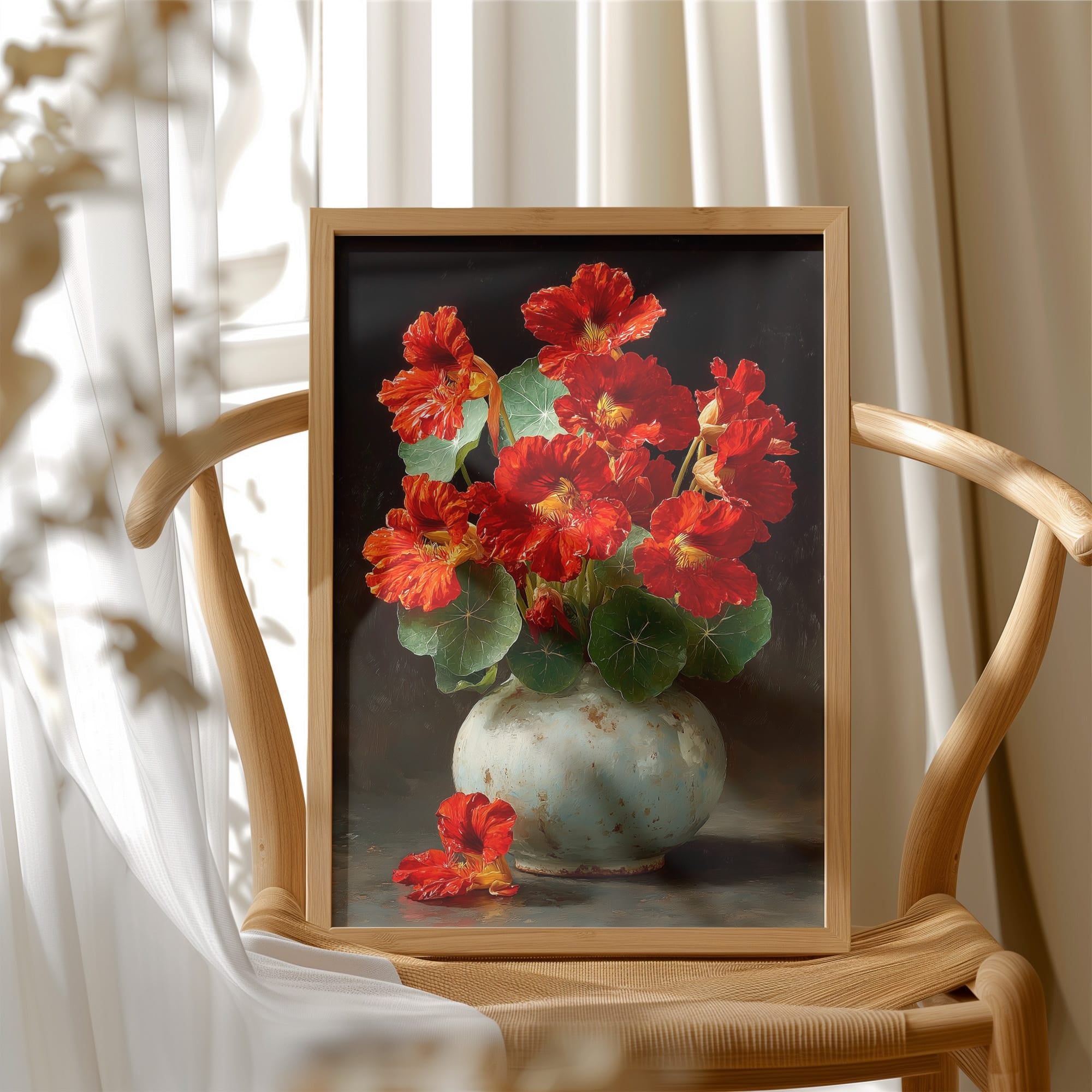 Nasturtiums in a Weathered Vessel