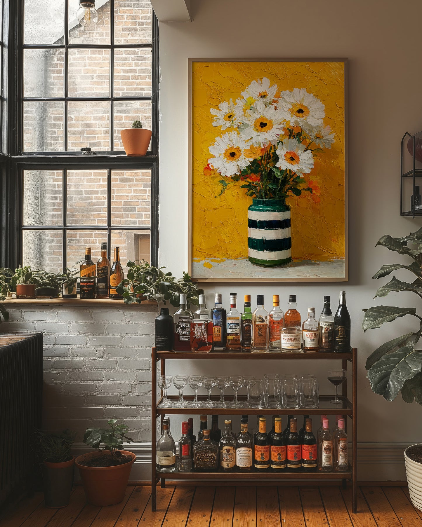 Tuesday Daisies in a Striped Vase