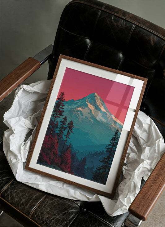 Crimson Sky Over Teal Peak