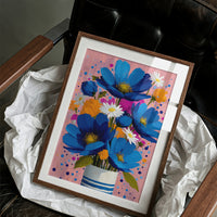 Cobalt Blooms in a Striped Vase