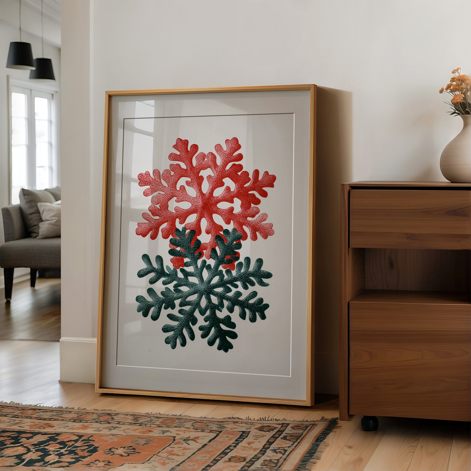 Two Snowflakes, Christmas Colors