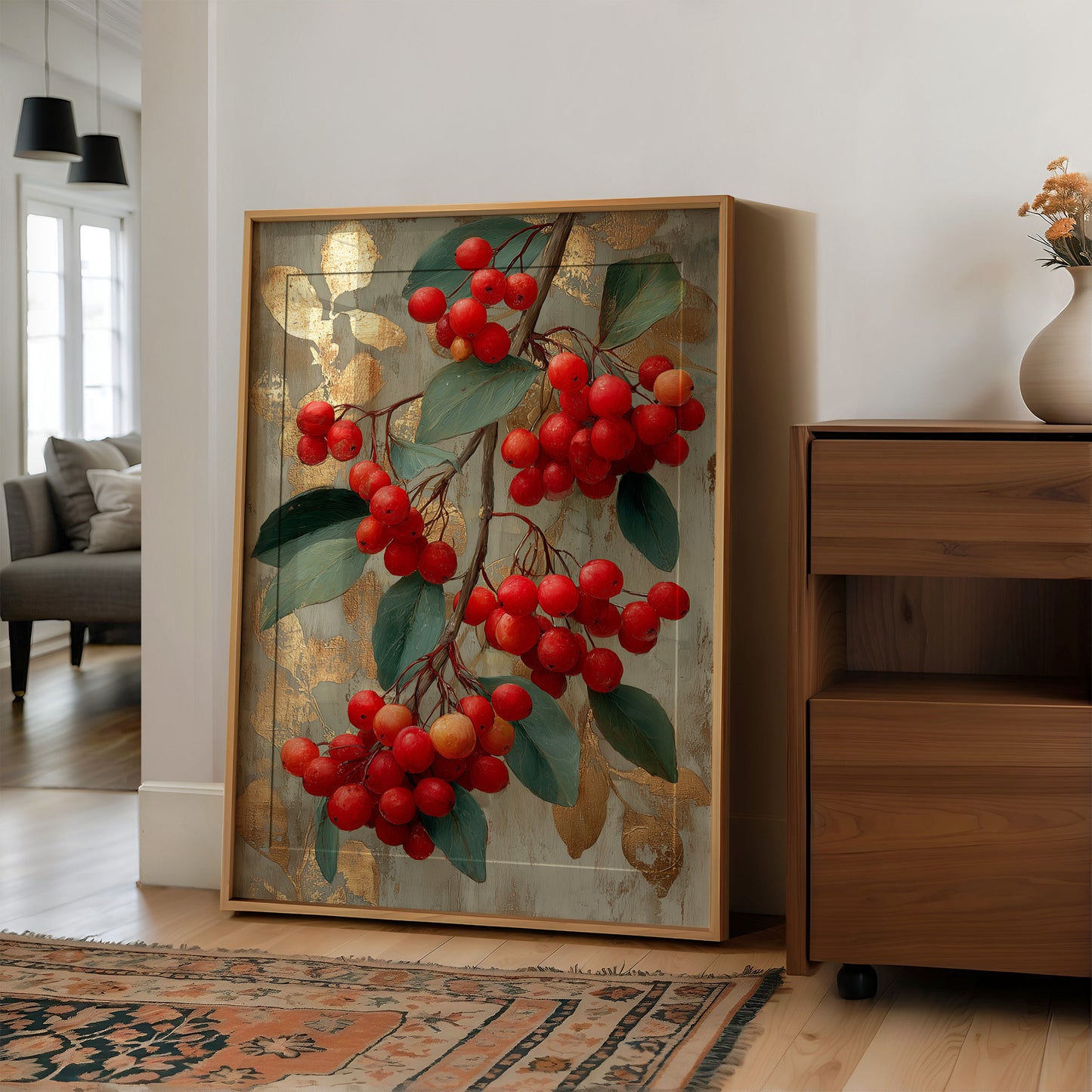 Winterberries and Gold Leaf