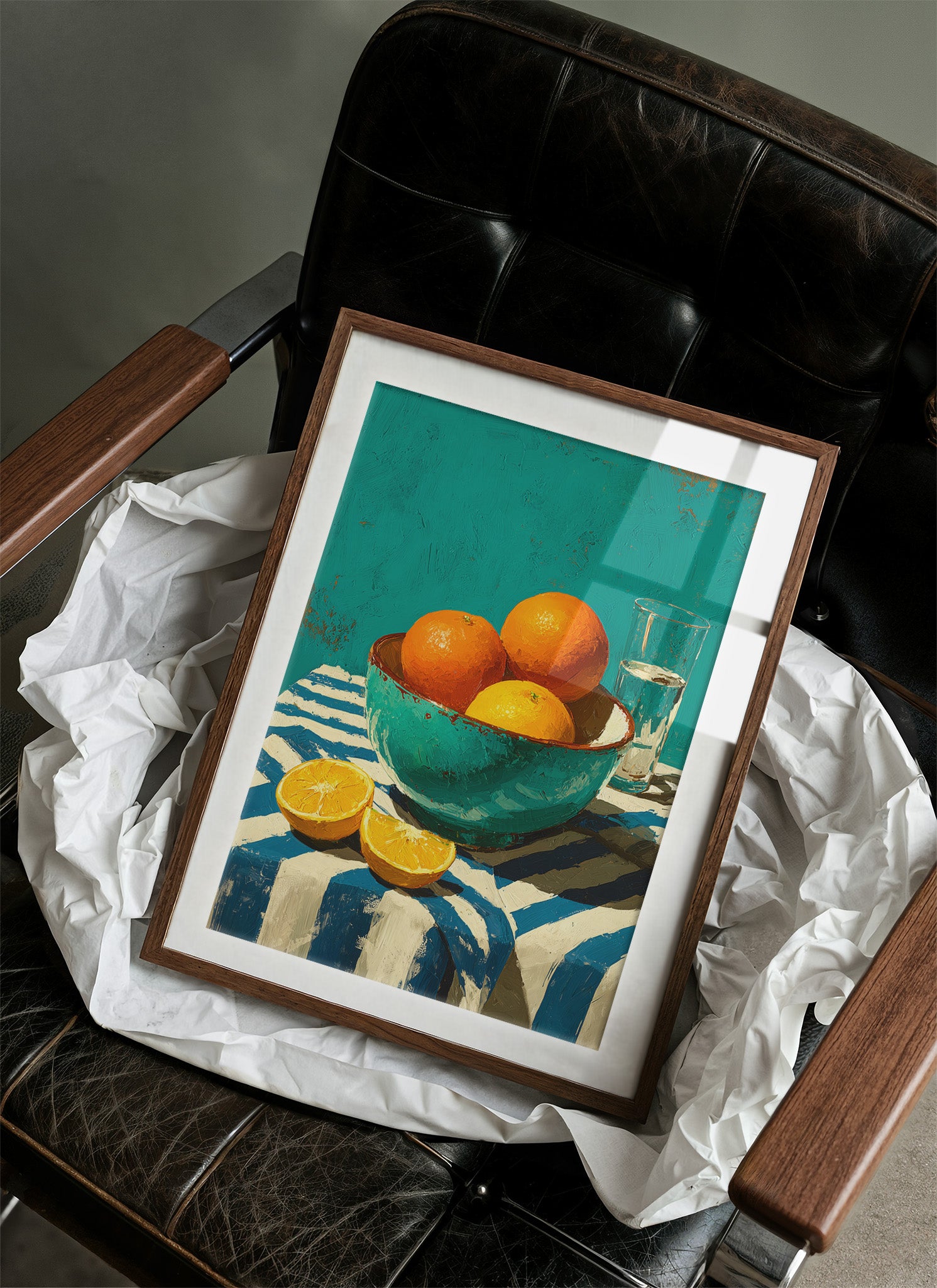 Oranges on Blue Stripes