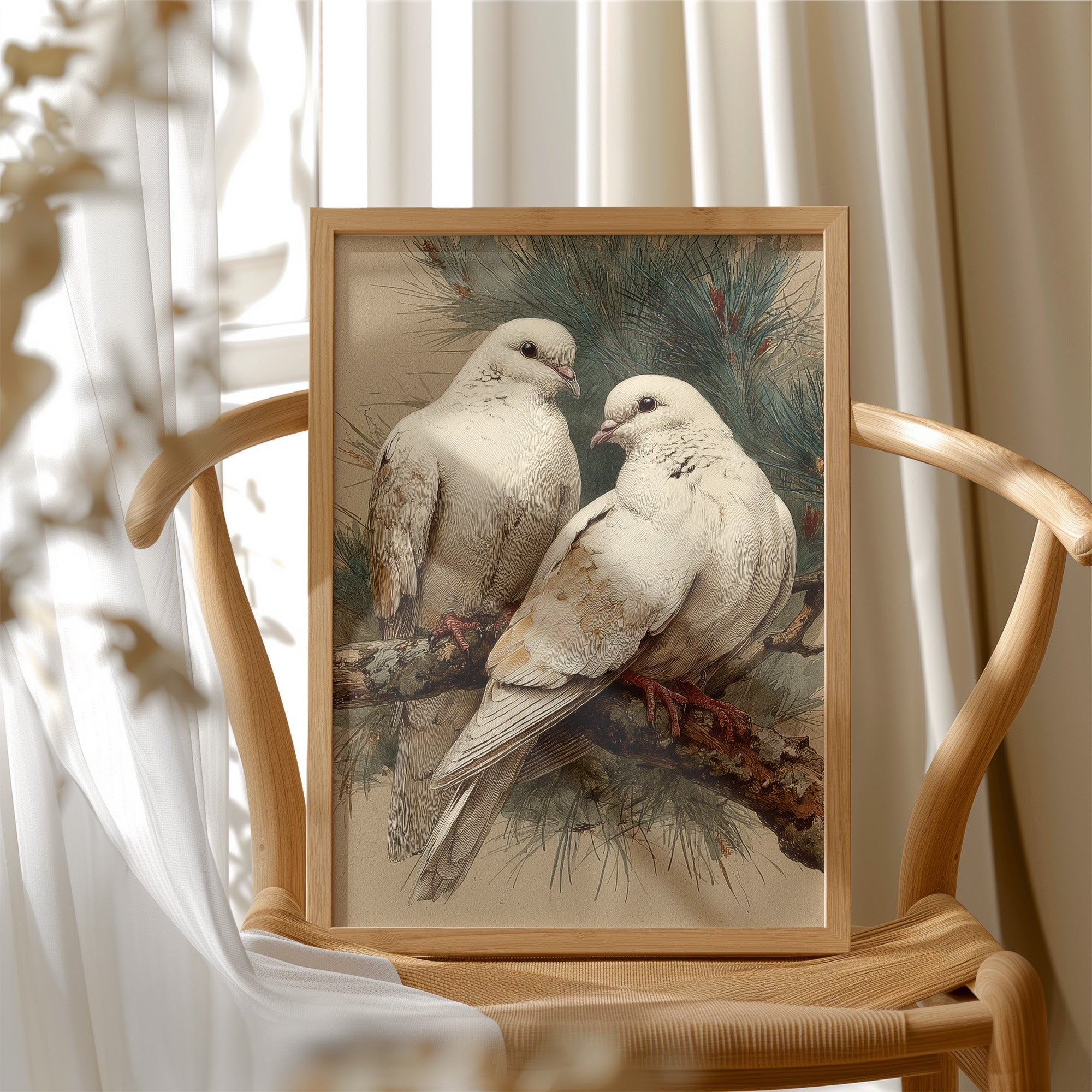 Two White Doves at Rest