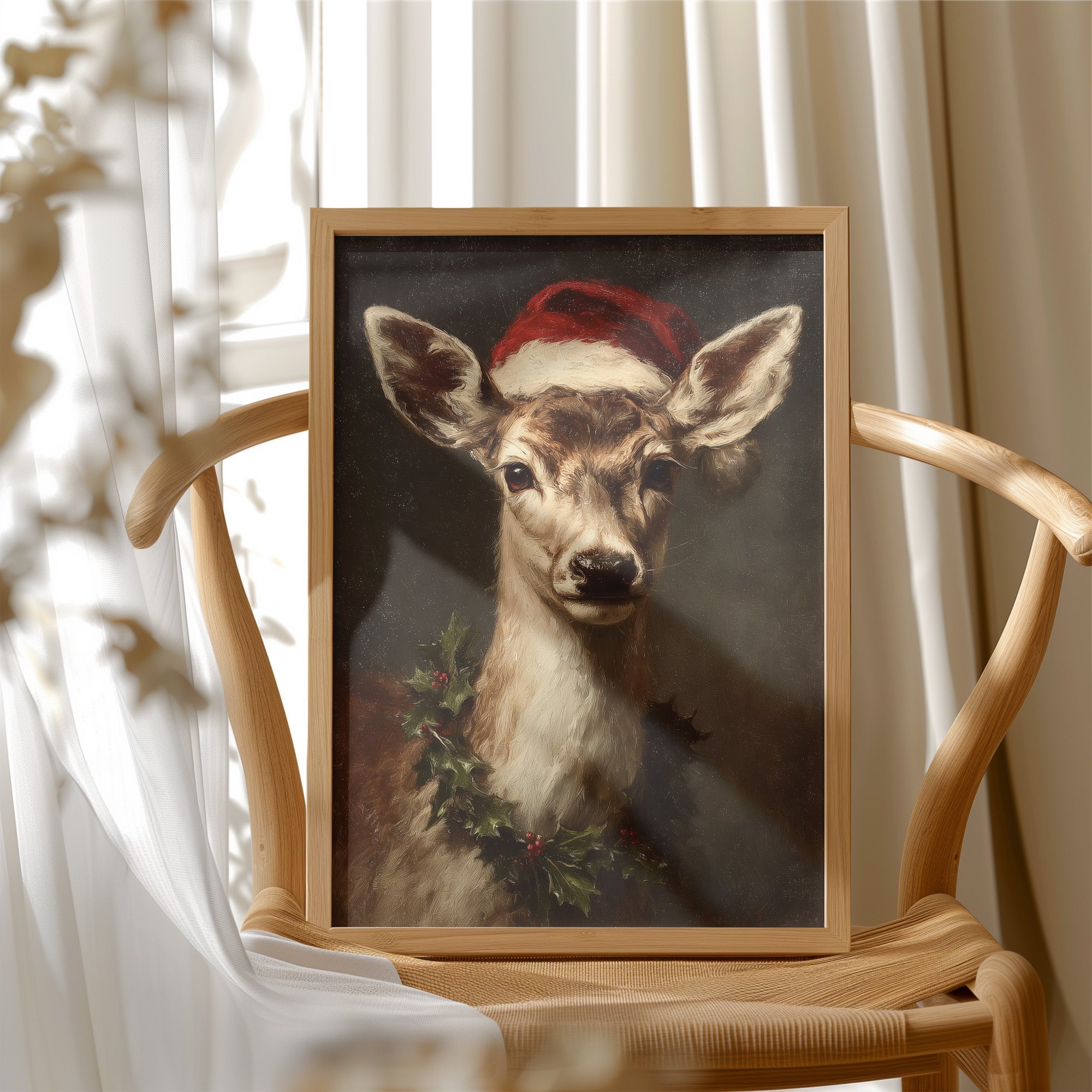 Fawn in a Santa Hat