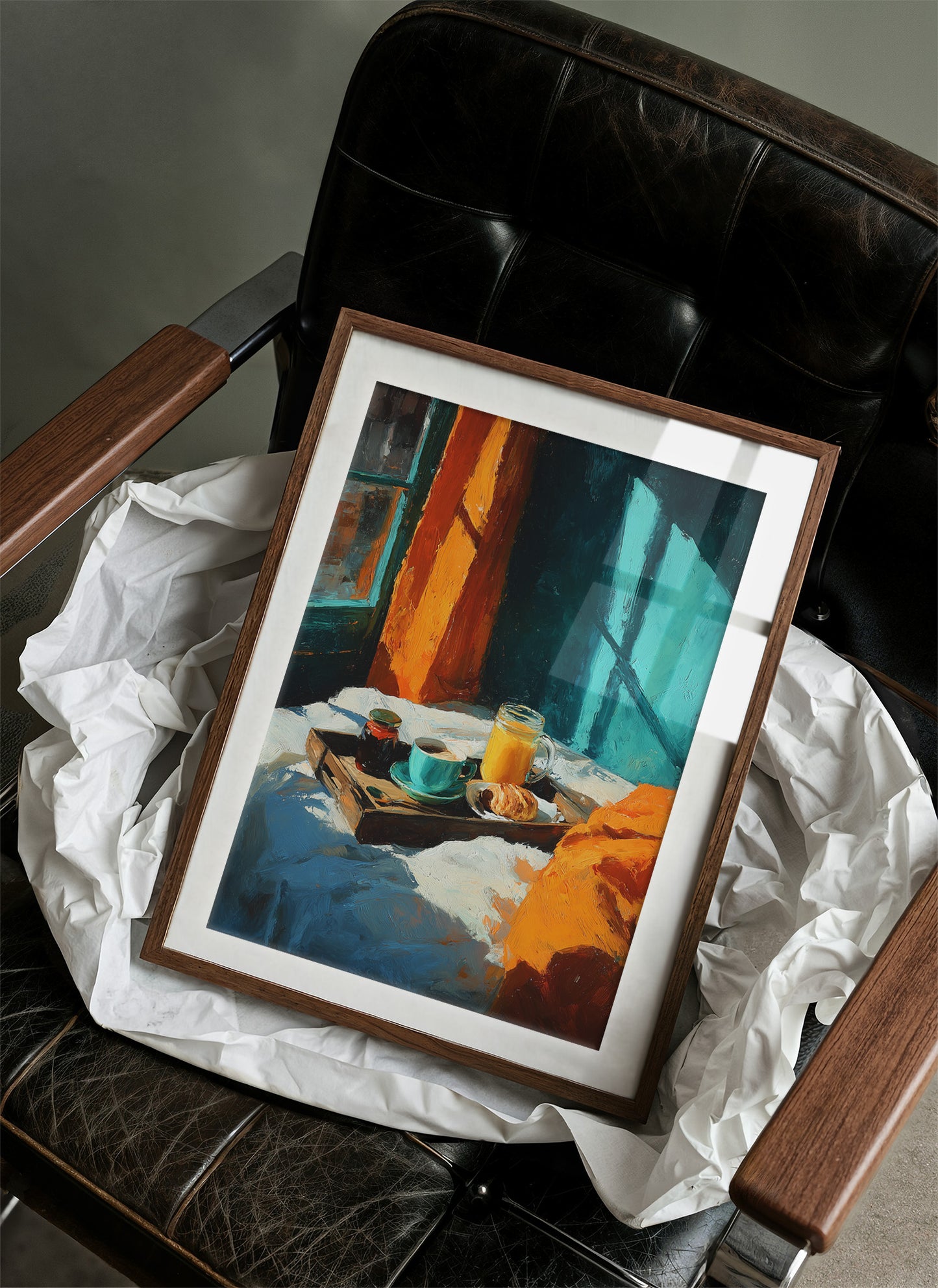 Breakfast Tray in Teal Light
