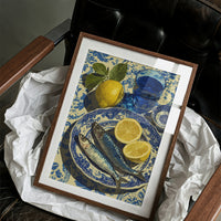 Sardines and Lemon on Blue Delft