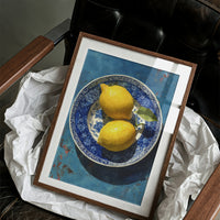 Lemons on Indigo Porcelain