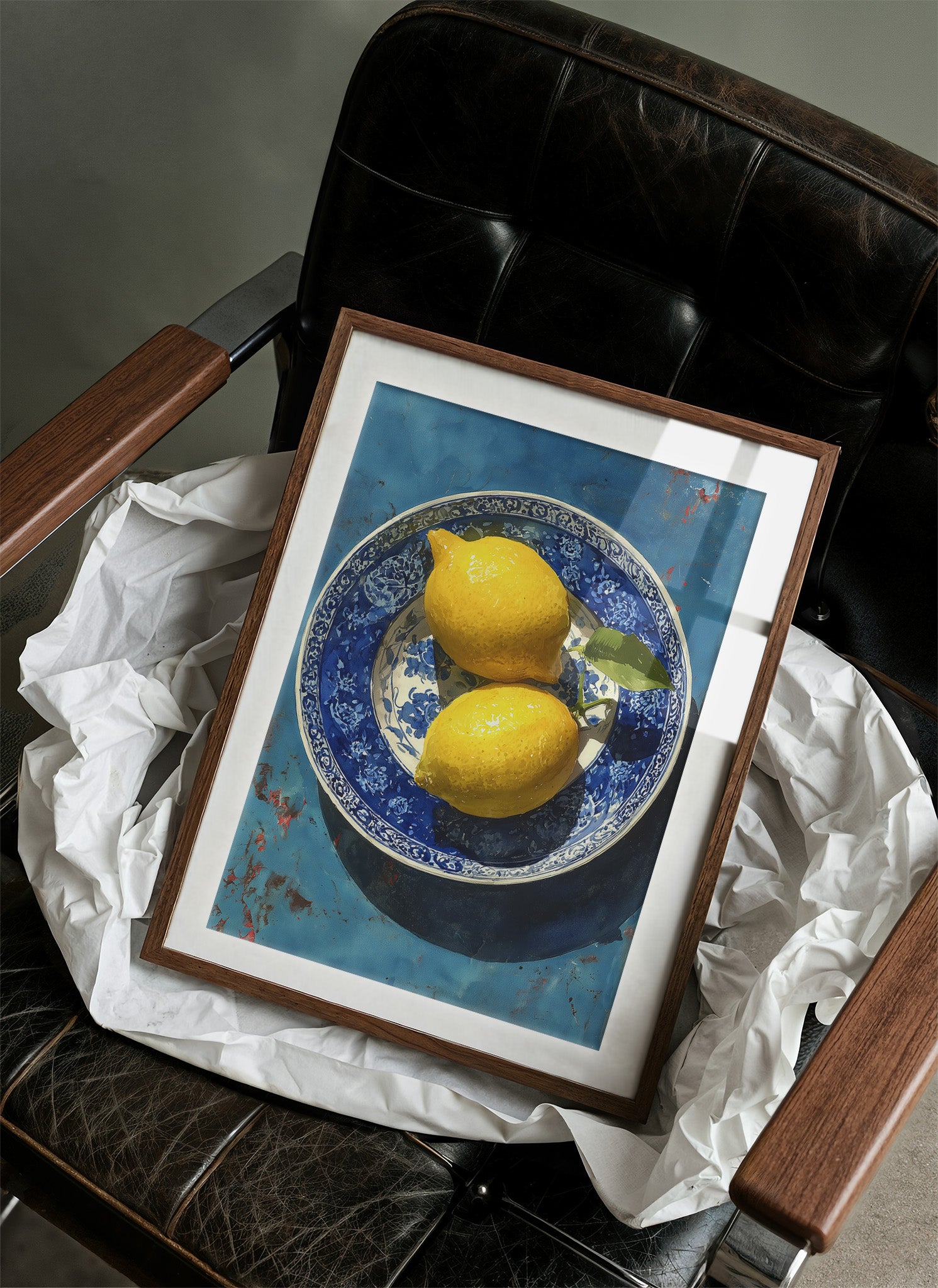 Lemons on Indigo Porcelain
