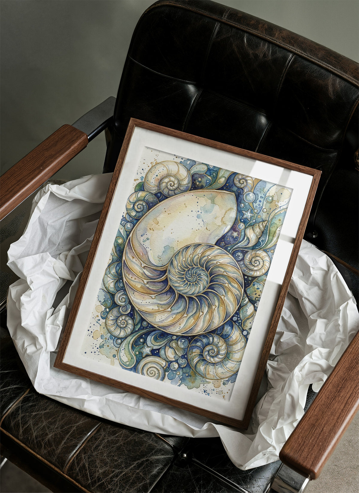 Nautilus Spiral: Watercolor Shell Study