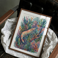 Coral Thicket Sentinel: Watercolor Shrimp Study