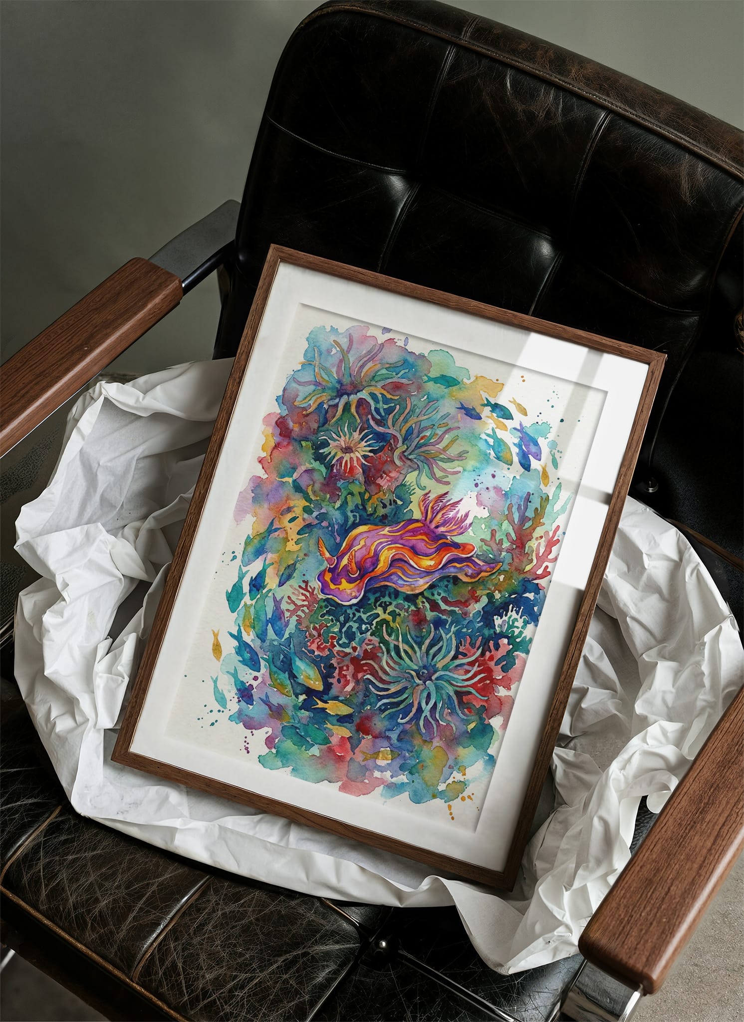 Flame Nudibranch: Watercolor Sea Slug Study