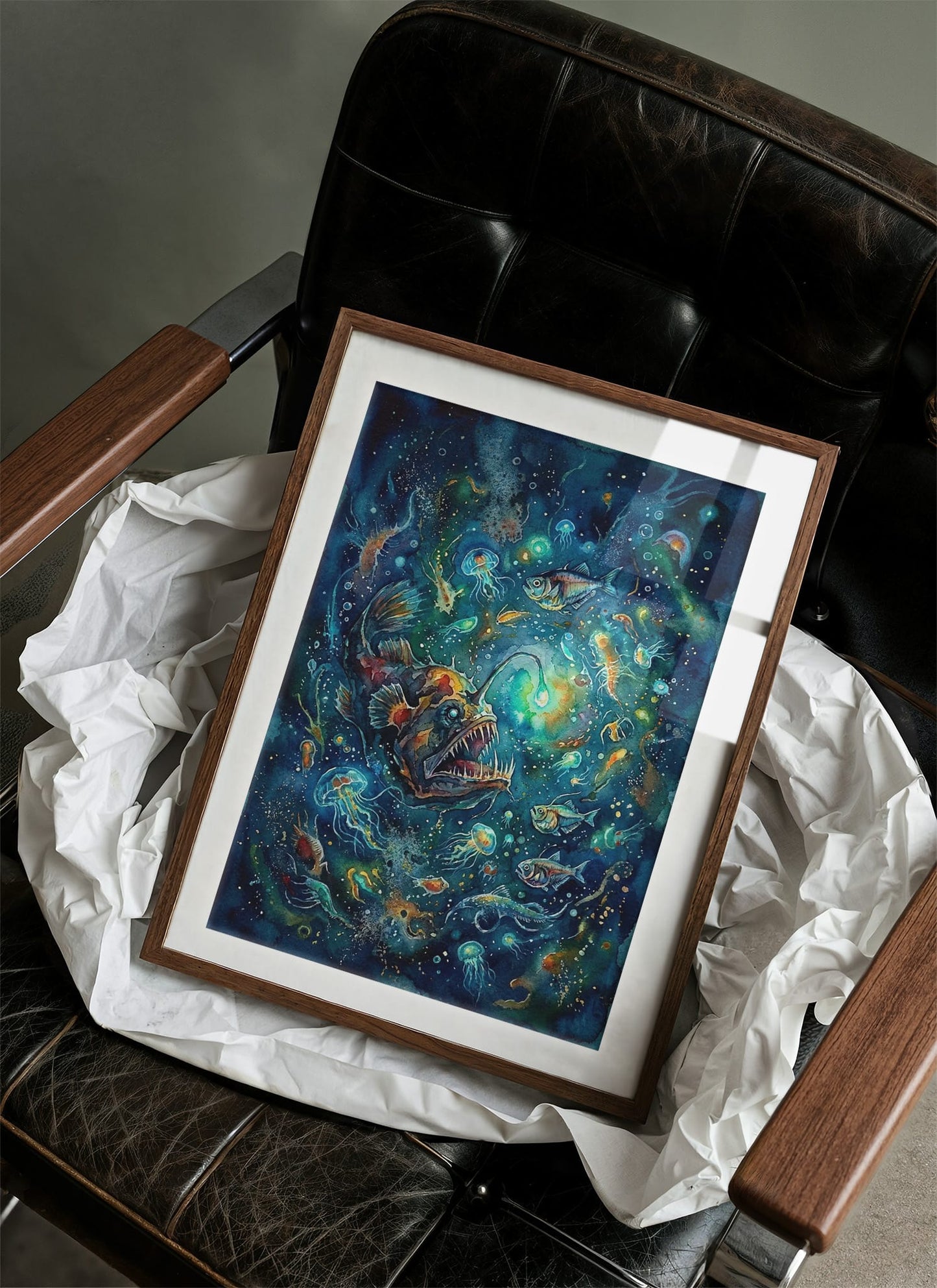 Abyssal Lure: Watercolor Anglerfish Study