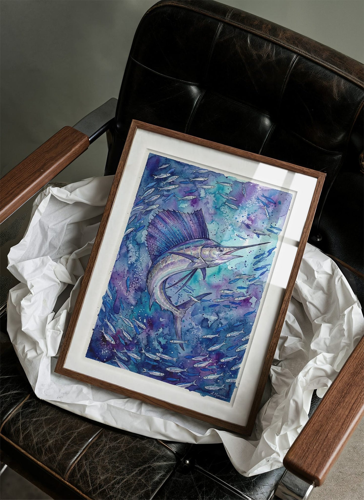 Sail Unfurled: Watercolor Sailfish Study