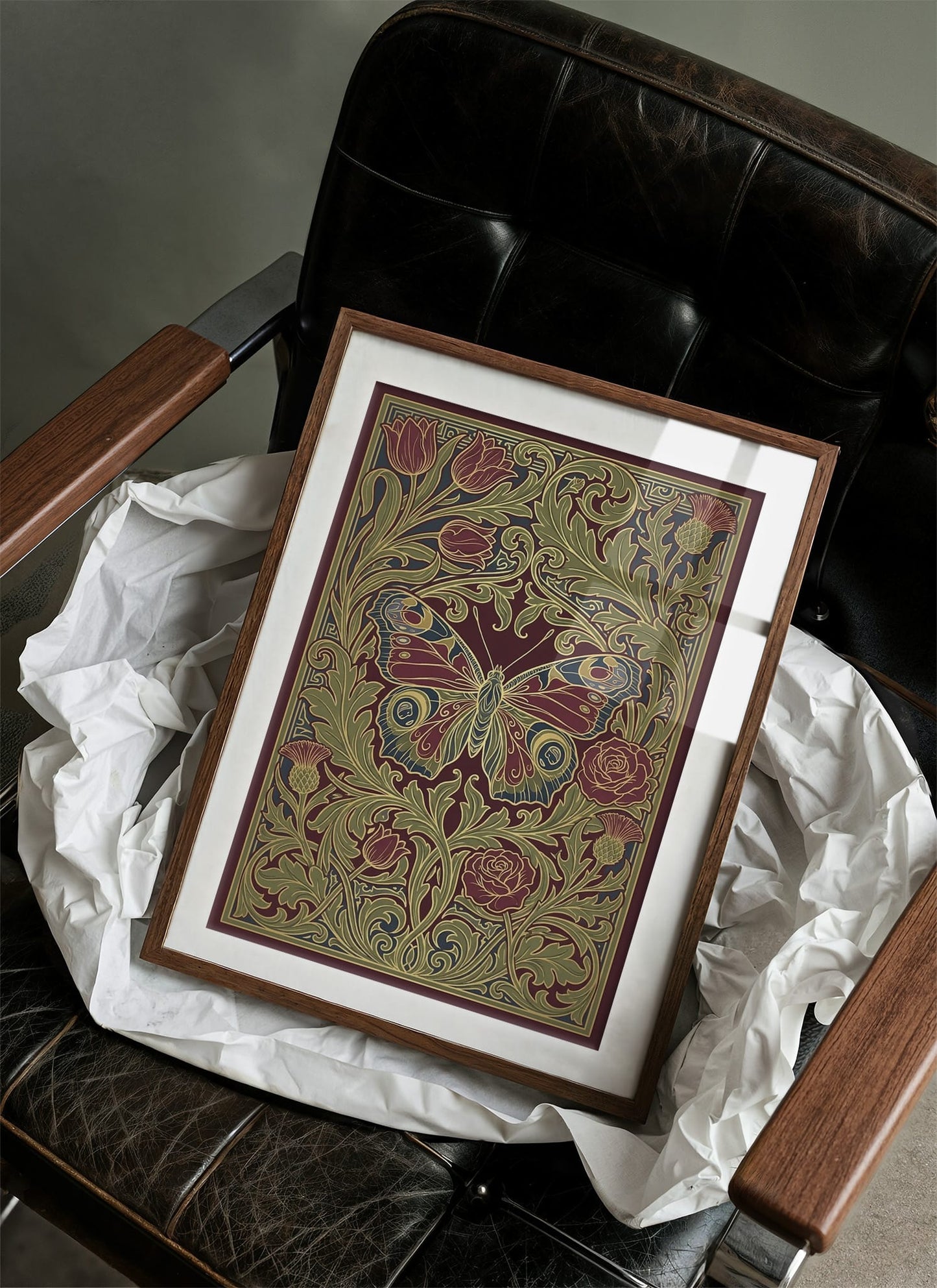 Peacock Butterfly Tapestry: Art Nouveau Pattern Study