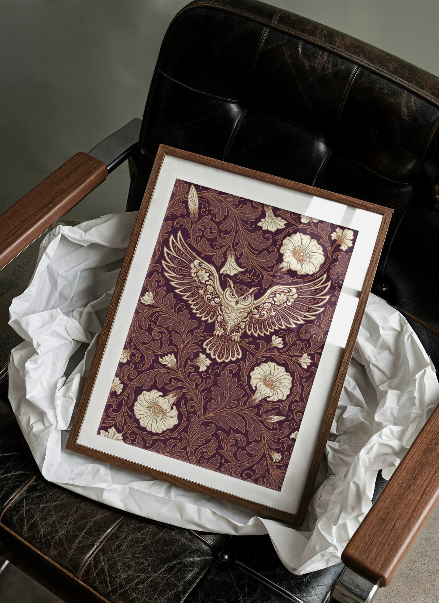 Owl in Flight: Art Nouveau Pattern Study