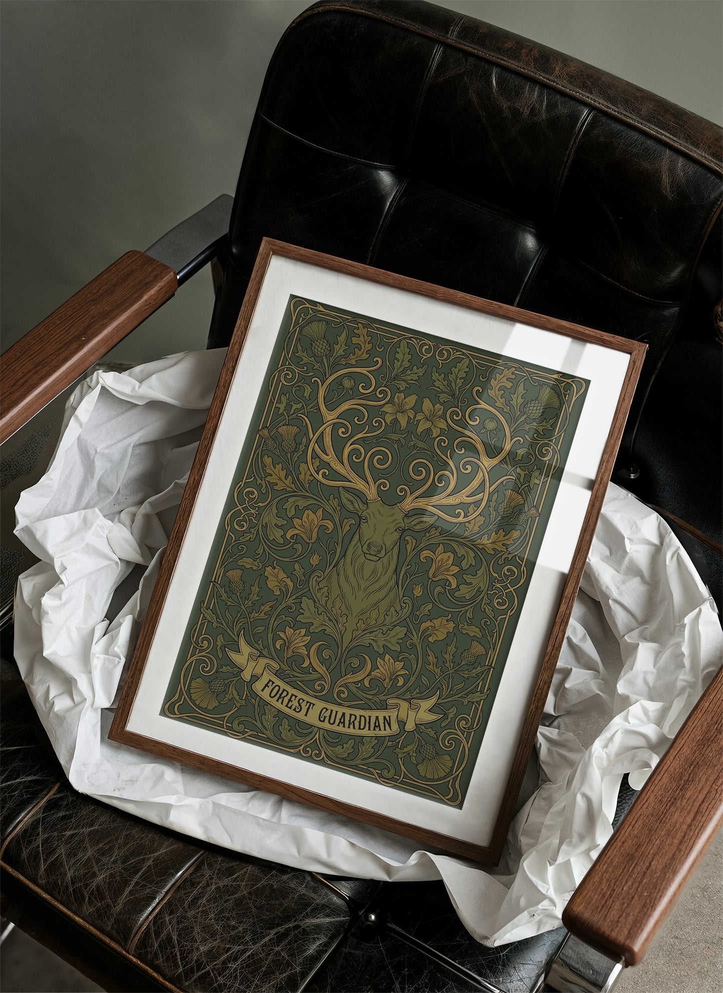 Forest Guardian: Art Nouveau Stag Pattern