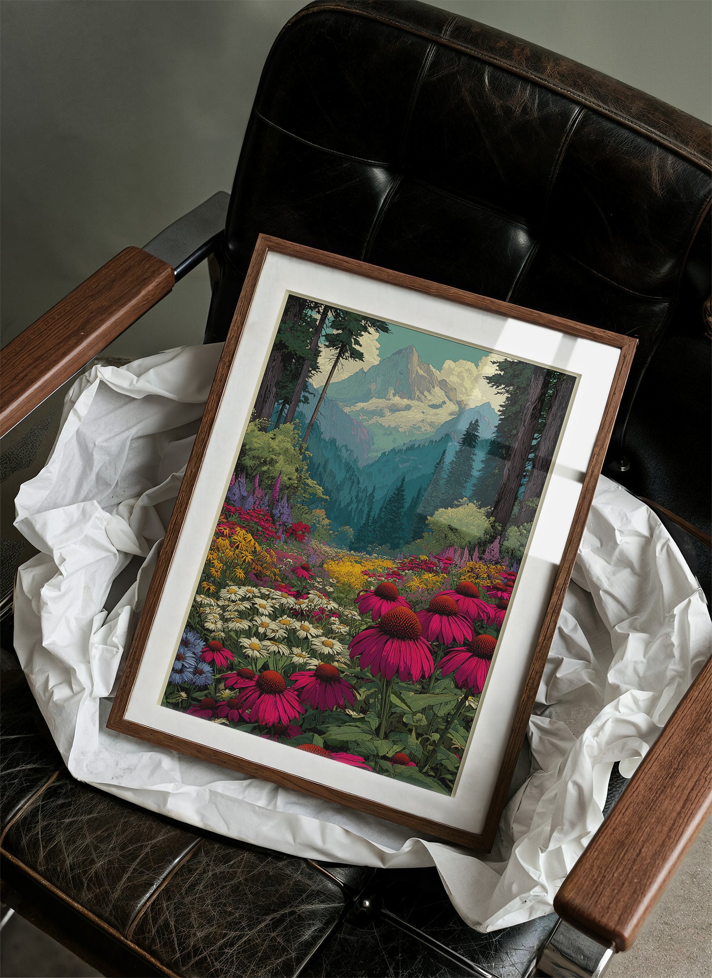 Wildflower Vista: Retro National Park Poster