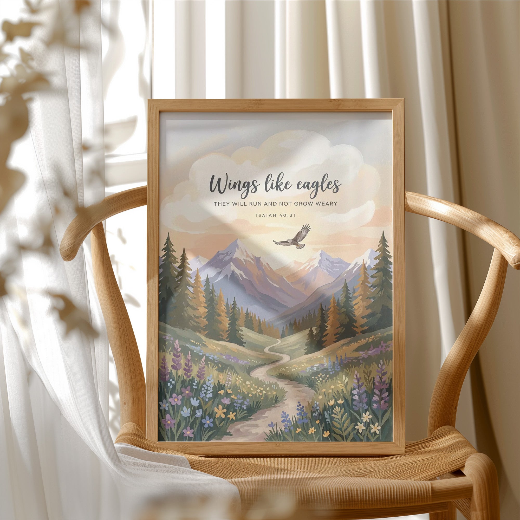 Wings Like Eagles: Alpine Meadow Scripture Print