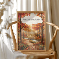 Though I Walk Through the Valley: Autumn Forest Bridge