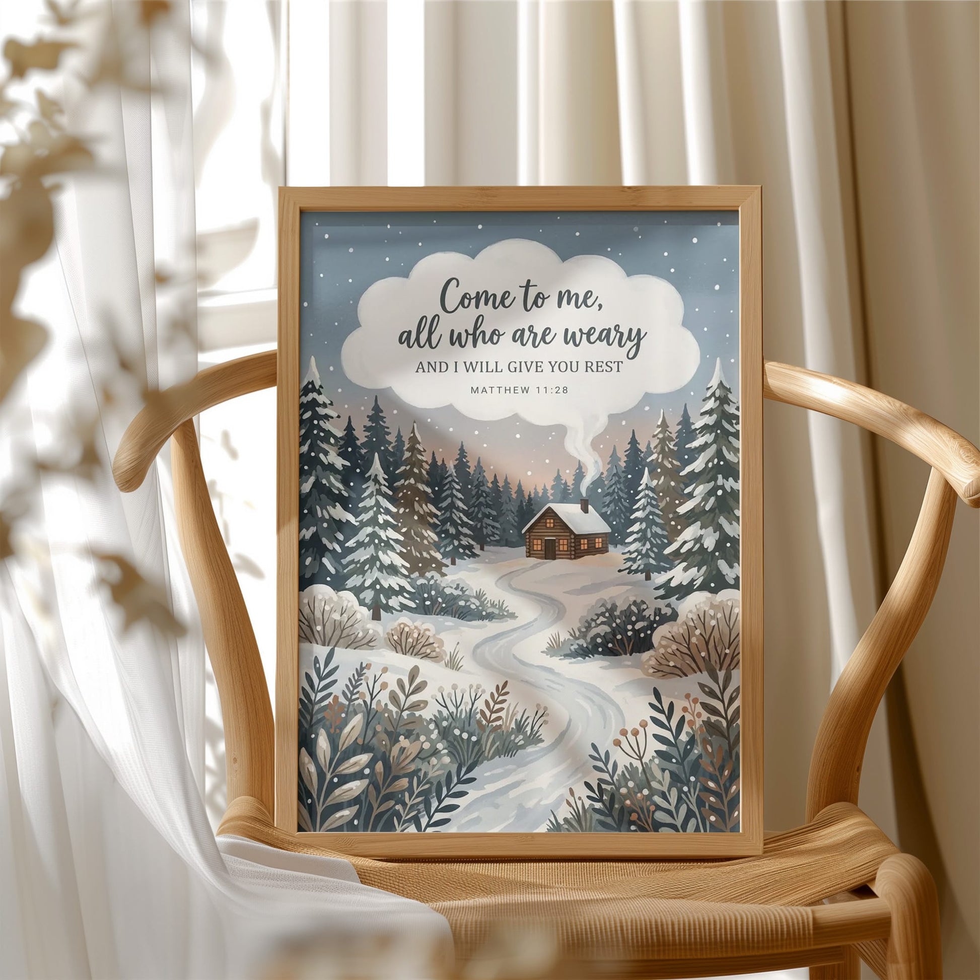 Come to Me, All Who Are Weary: Snowy Forest Cabin