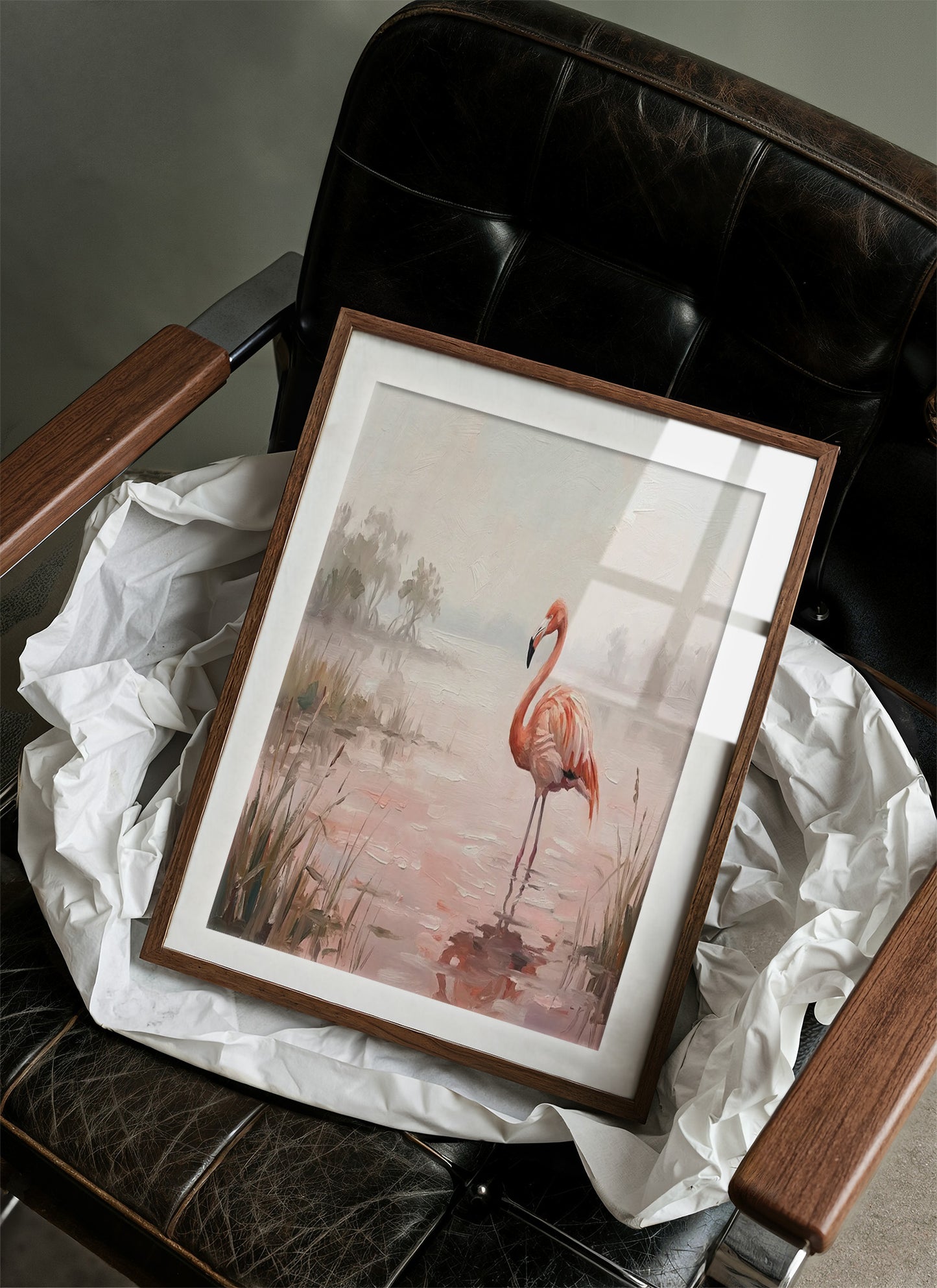 Flamingo in Rose-Tinted Water