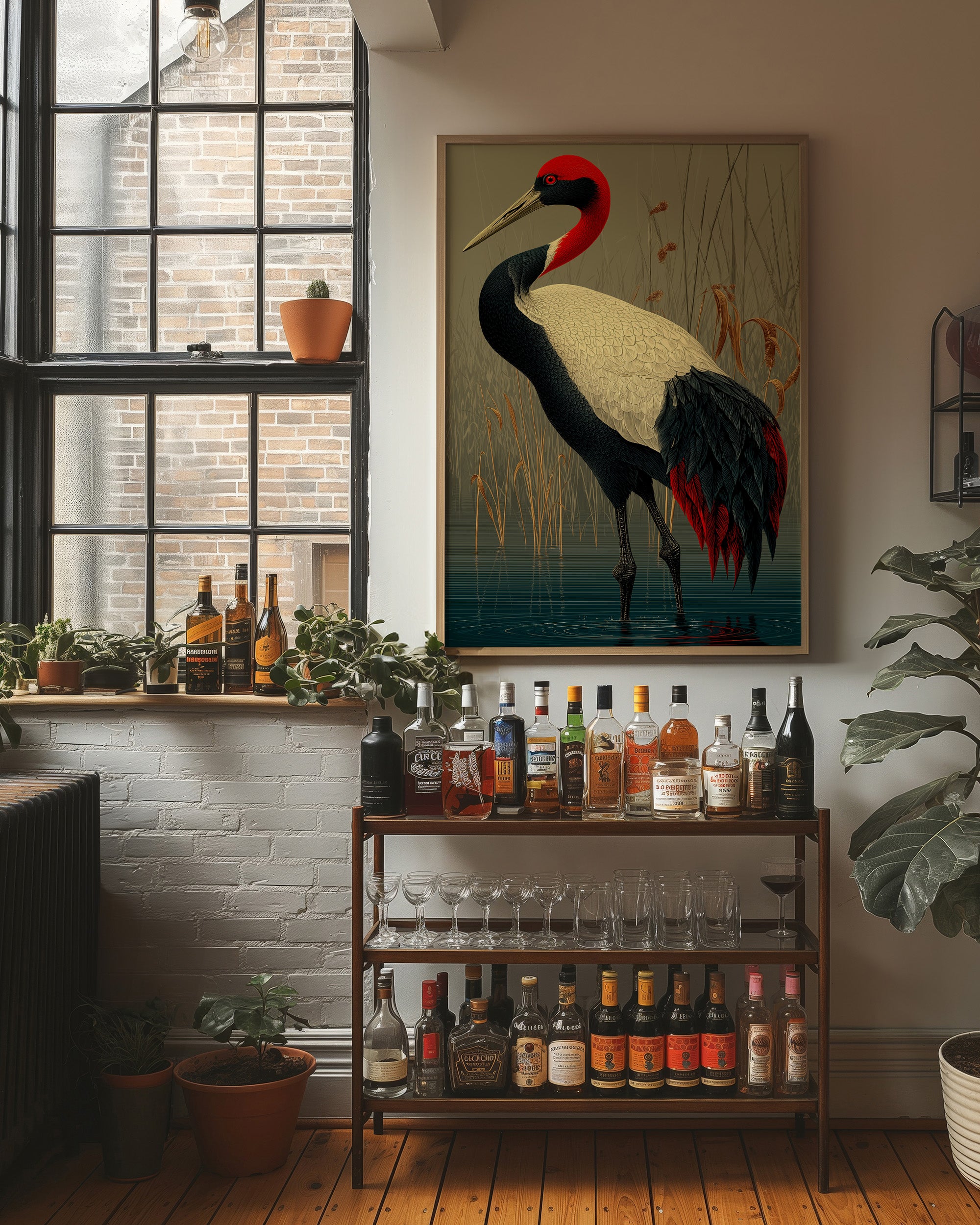 Crane in the Marsh Reeds