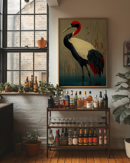 Crane in the Marsh Reeds