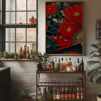 Peonies on a Painted Fan